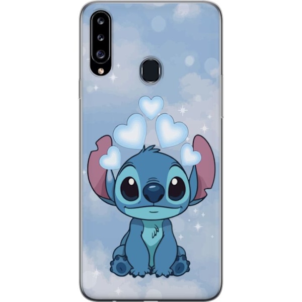 Samsung Galaxy A20s Läpinäkyvä kuori Stitch Hyppäävä Ilo - Hauska Suunnittelu Lahjalle