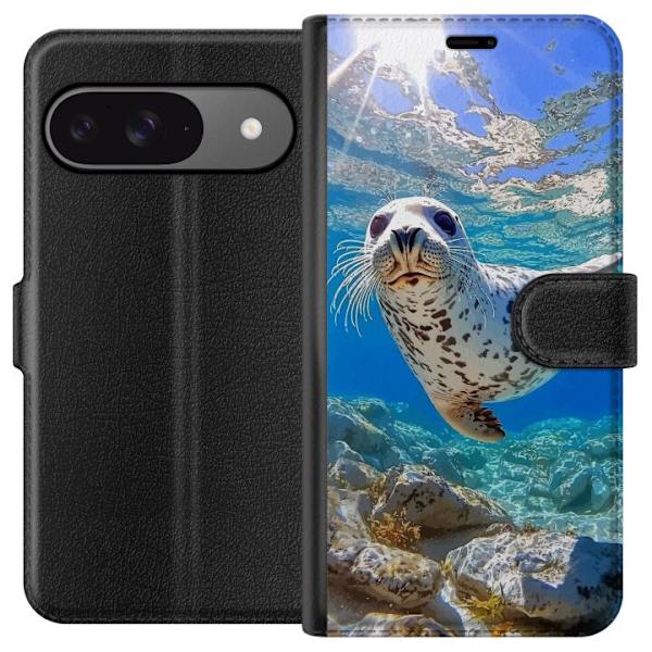 Google Pixel 9 Tegnebogsetui Salg Hav Svømning Dyremotiv Natur Vandmotiv Blåt Design Marin Tema Populært Motiv Dyreliv