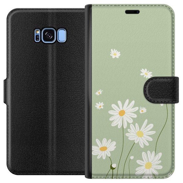 Samsung Galaxy S8 Plånboksfodral Prästkragar – blommigt mönster i svensk sommarstil