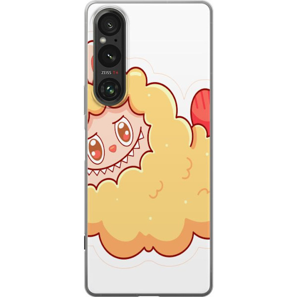 Sony Xperia 1 V Genomskinligt Skal Labubu Tvättbjörn Pop Mart Figur Samlarobjekt Söt Design Populärt Motiv Art Toy Kreativ Figurserie