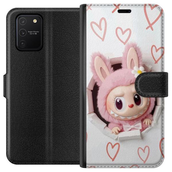 Samsung Galaxy S10 Lite Lompakkokotelo Labubu Sydän Taustakuva Pop Mart Rakkausteema Hahmodesign Suosittu Motiivi Keräilytaideteossarja