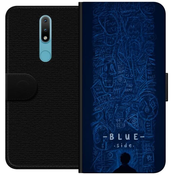 Kompatibelt Plånboksfodral till Nokia 2.4 Blue Side illustration blå