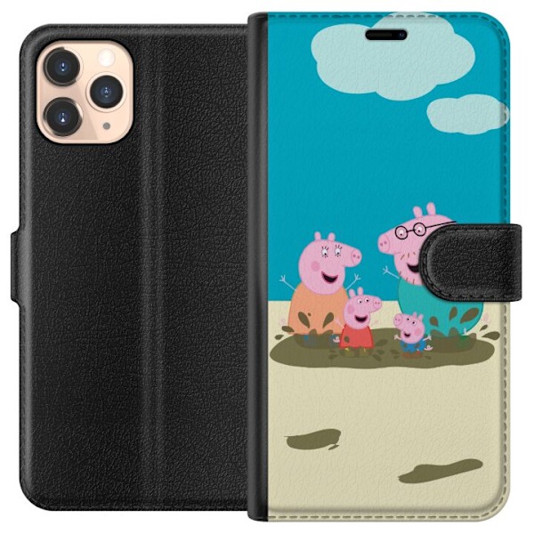 Apple iPhone 11 Pro Plånboksfodral Greta Gris Familjen George Lerpöl Barnmotiv Serie Populär Barnkaraktär Glädje