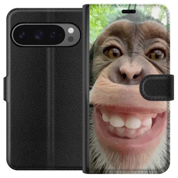 Google Pixel 9 Pro XL Tegnebogsetui Chimp Selfie Rolig Grafisk Design Abe Dyremotiv Trendy Sjovt Motiv Populært Urban Kunst Stil