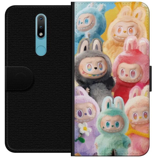 Nokia 2.4 Plånboksfodral Labubu Sketch Style – Handritat mo