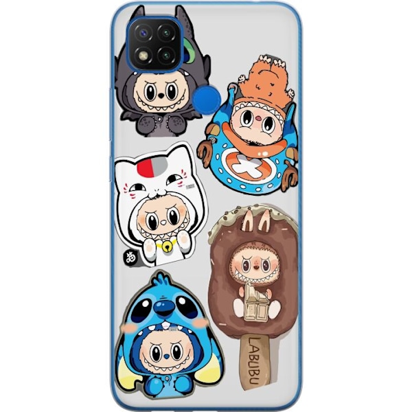 Xiaomi Redmi 9C NFC Gjennomsiktig deksel Labubu figure samling - Pop Mart Labubu The Monsters i fargerik design