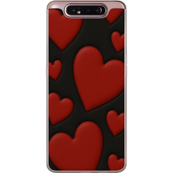 Samsung Galaxy A80 Genomskinligt Skal Red Velvet Hearts