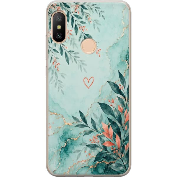 Kompatibelt Mobildeksel til Xiaomi Redmi 6 Pro Korallblad turkis
