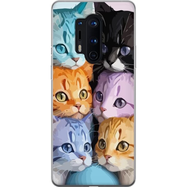 OnePlus 8 Pro Gennemsigtig cover Farverige Katte