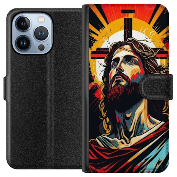 Apple iPhone 13 Pro Lompakkokotelo Jeesus ja Kortti - uskonnol
