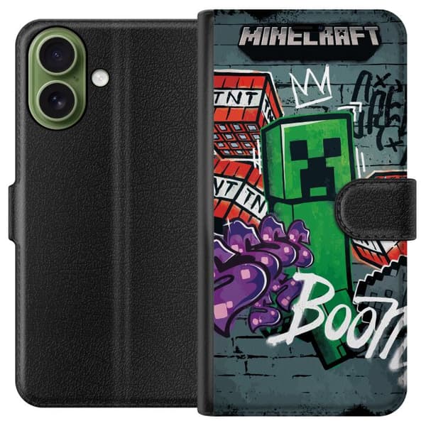 Kompatibel Tegnebogsetui til Apple iPhone 18 Grøn blokfigur med dynamit, graffiti-detaljer og mørk urban baggrund grøn