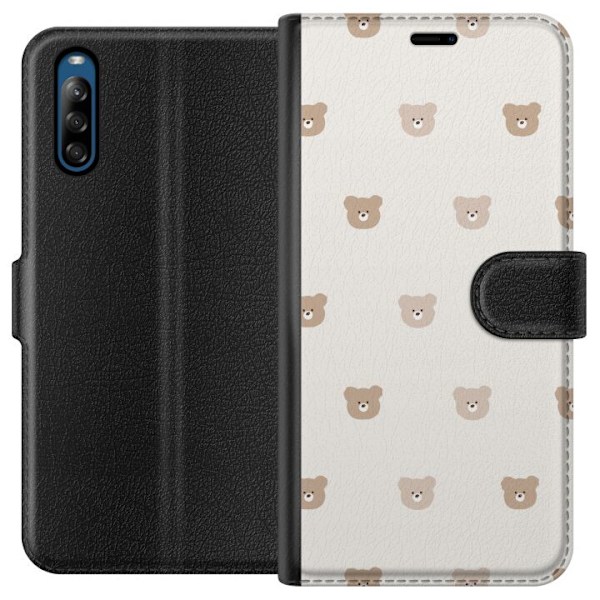 Sony Xperia L4 Tegnebogsetui Teddybaggrund - søde teddybjørn