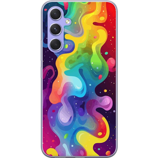 Samsung Galaxy A54 Läpinäkyvä kuori Väriläiskä Abstrakti Taide Suunnittelu Värikäs Kuvio Moderni Suosittu Seinätaito Graafinen Trendi
