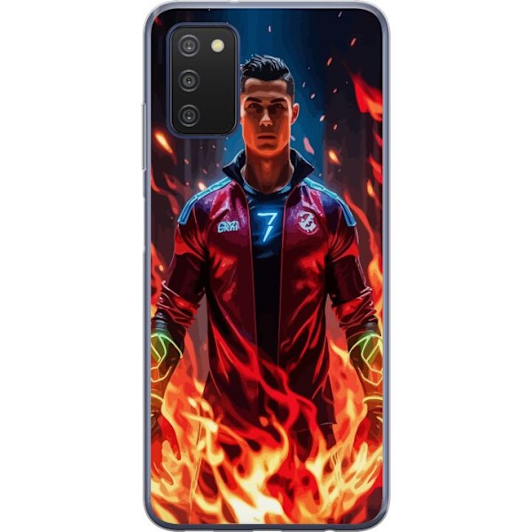 Samsung Galaxy A03s Gennemsigtig cover Ronaldo Inferno - fodboldhelt i flammer
