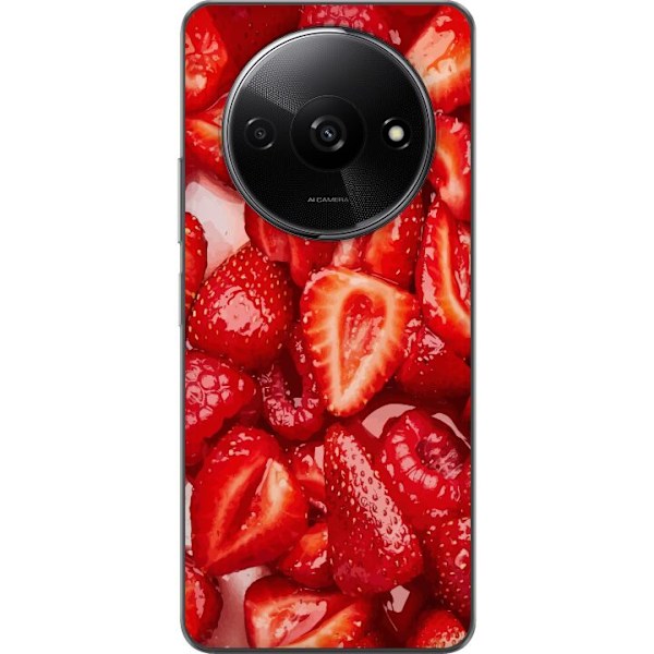 Xiaomi Redmi A3 Läpinäkyvä kuori Mansikkakuviointi - makea motiivi kesäfiiliksellä