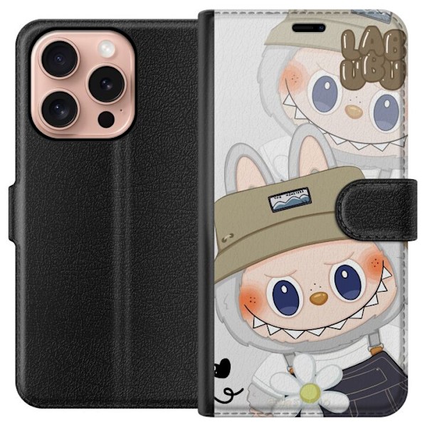 Apple iPhone 16 Pro Lompakkokotelo Labubu Minimal Mood - Yksinkertainen ja tyylikäs hirviösuunnittelu