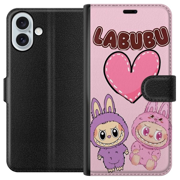 Apple iPhone 16 Plus Tegnebogsetui Labubu Pink Monster