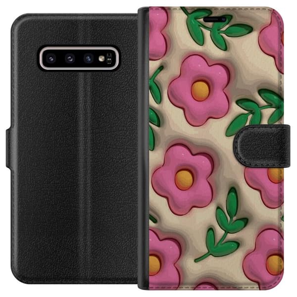 Kompatibelt Lommeboketui til Samsung Galaxy S10+ Boblende Blomster