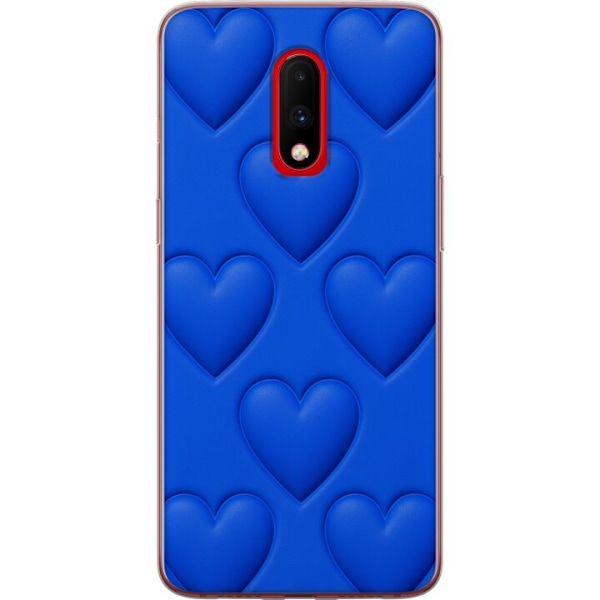 OnePlus 7 Gjennomsiktig deksel Blå Hjerter