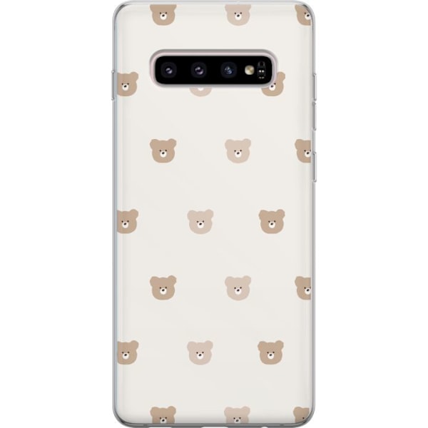 Samsung Galaxy S10+ Läpinäkyvä kuori Teddy-tausta - söpöt teddykarhut pehmeällä taustalla