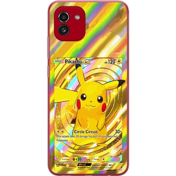 Kompatibelt Mobildeksel til Samsung Galaxy A03 Gullig Pikachu EX samlebilde med regnbueeffekter gull