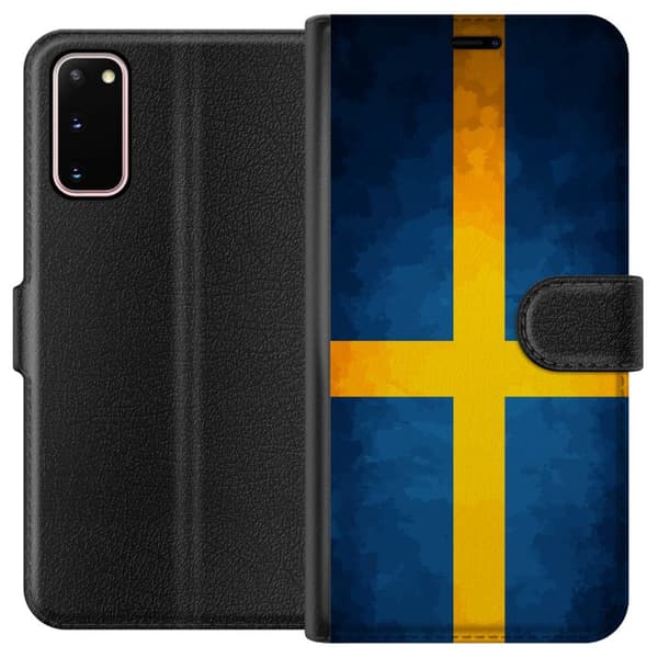 Kompatibelt Lommeboketui til Samsung Galaxy S20 Svenska flaggan blå