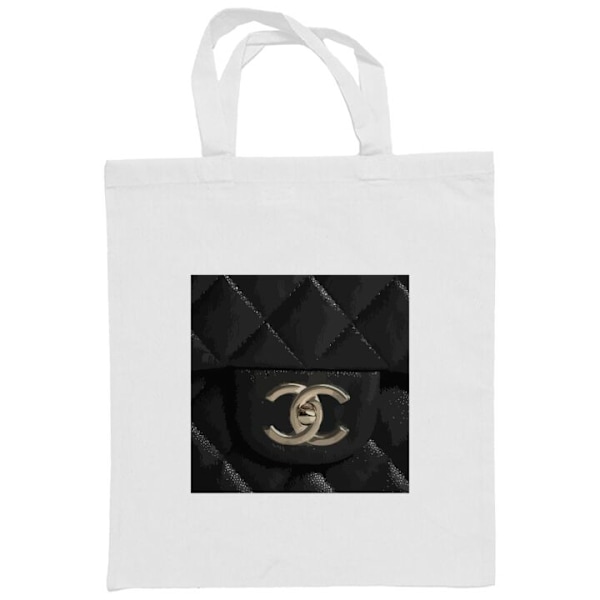 Mulepose | Holdbar Indkøbstaske i Stof Chanel Black Hvid one size