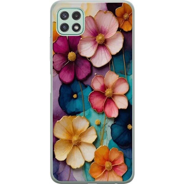 Samsung Galaxy A22 5G Gennemsigtig cover Blomster Farver