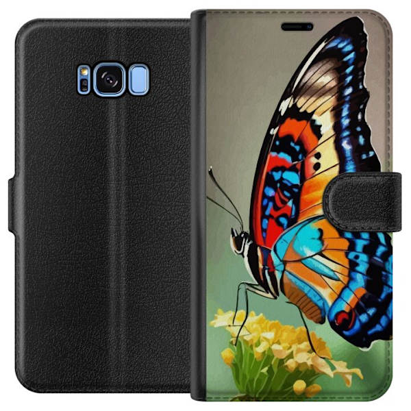 Samsung Galaxy S8 Plånboksfodral Fjäril Natur Sommar Motiv Vingar Färgstark Design Populär Dekor Grafiskt Exotiskt Tema
