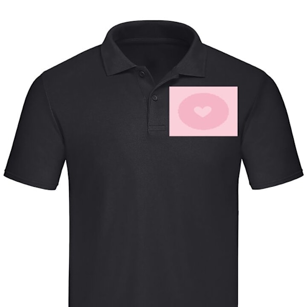 Poloshirt til Voksen | Elegant Poloshirt Hjertet i cirklen Sort X-Large