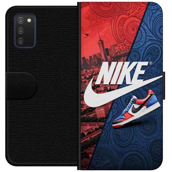 Samsung Galaxy A03s Plånboksfodral Nike Logotyp Röd Blå Sneaker Stil Sport Fashion Populärt Swoosh Motiv Träningskläder Grafisk Ikon