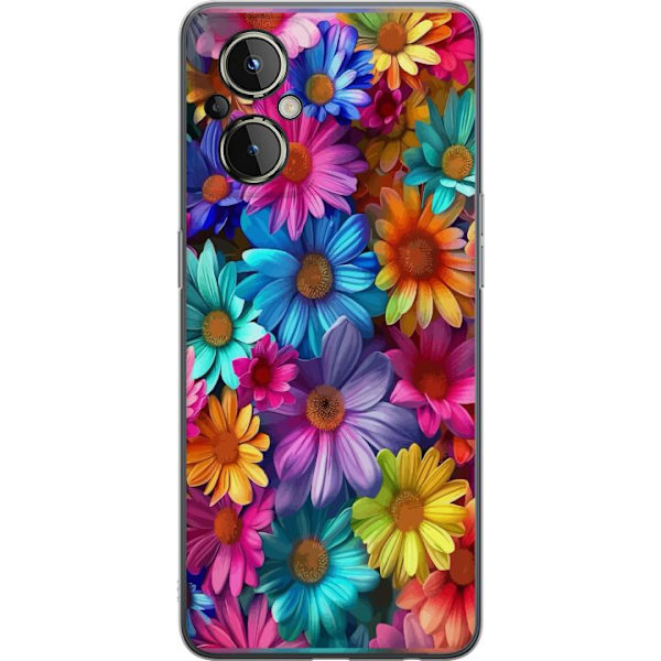 OnePlus Nord N20 5G Läpinäkyvä kuori Gerbera Kukat Värikäs Koriste Kukka Motiivi Suosittu Kotisisustus Väririkas Seinätaide Suunnittelu