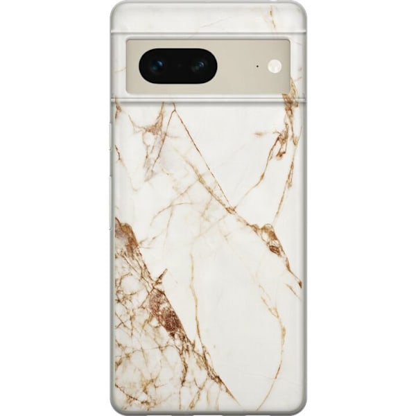 Google Pixel 7 Läpinäkyvä kuori Valkoinen marmori
