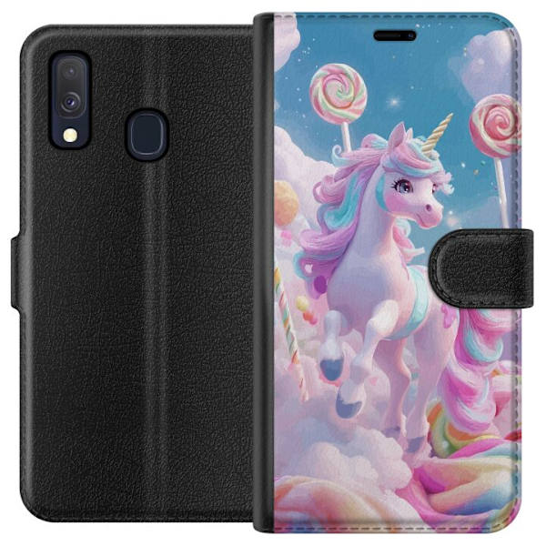 Samsung Galaxy A40 Tegnebogsetui Enhjørning Candy Pastel Kawaii Motiv Sød Populær Farve Grafisk Trend Børne Motiv Fantasy Art