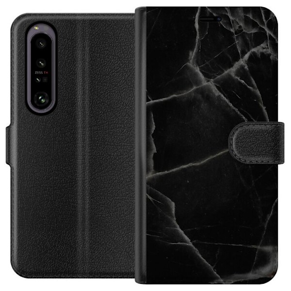 Sony Xperia 1 IV Tegnebogsetui Sort marmor