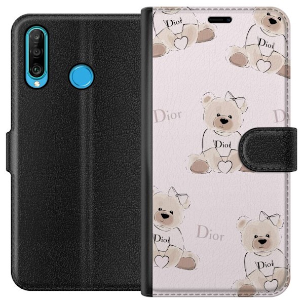 Huawei P30 lite Lommeboketui Teddy Dior Vibes - luksuriøs teddybjørn i motestil