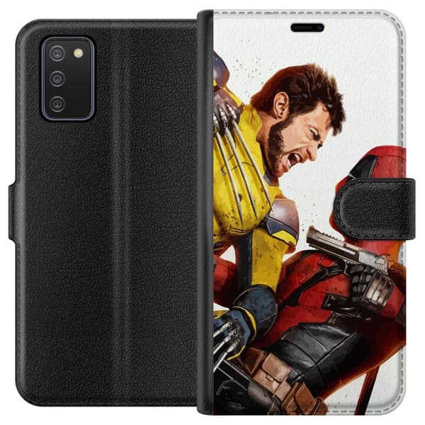 Kompatibel Tegnebogsetui til Samsung Galaxy A02s Deadpool & Wolverine