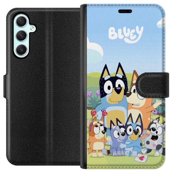 Samsung Galaxy A34 Plånboksfodral Bluey mobilskal med hela familjen i färgglad design