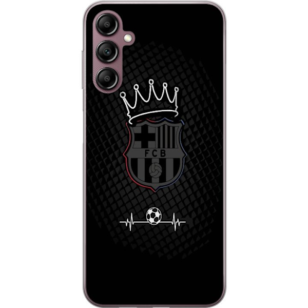 Samsung Galaxy A14 5G Genomskinligt Skal FC Barcelona Emblem Fotboll Motiv Blå Röd Klubbmärke Katalonien La Liga Fans Populärt Ikoniskt