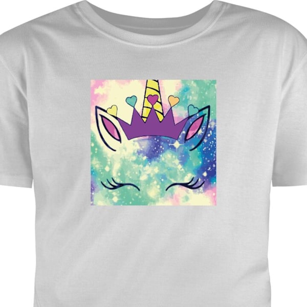 Barn-T-shirt | Bekväm T-shirt för Barn Unicorn Face grå 7-8 År