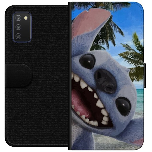 Samsung Galaxy A03s Plånboksfodral Stitch mobilskal med Palmer i söt vänskapsdesign