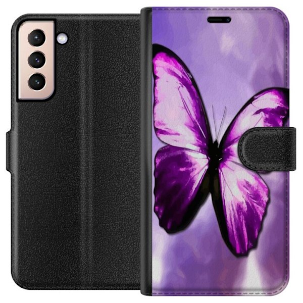Samsung Galaxy S21 Tegnebogsetui Lilla sommerfugl
