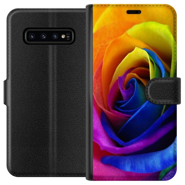 Samsung Galaxy S10 Plånboksfodral Rainbow Rose