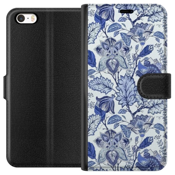 Apple iPhone 5s Lommeboketui Blomster Blå...