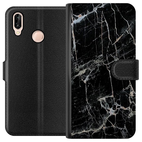 Huawei P20 lite Lompakkokotelo Musta marmori