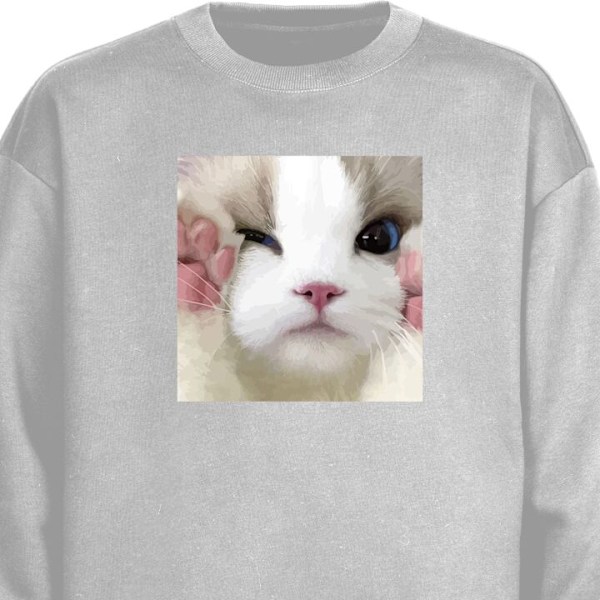 Sweatshirt for Voksen | Klassisk Collegegenser Katt grå S