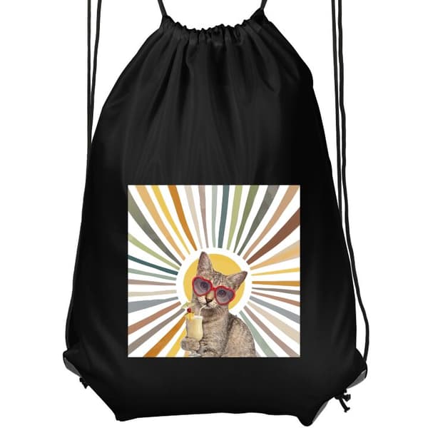 Gymnastikpose Sort Katt med hjärtglasögon sort Barn