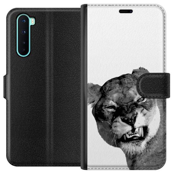 OnePlus Nord Plånboksfodral Lejon Konst Artistiskt Djurmotiv Afrikanskt Stil Djungel Känsla Grafiskt Motiv Hemdekor Djurtema