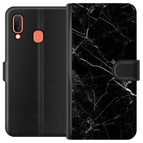 Samsung Galaxy A20e Plånboksfodral black marble