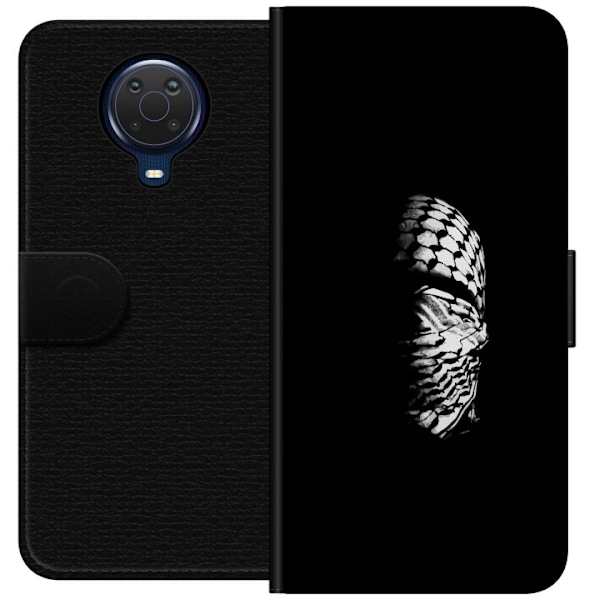 Nokia G20 Tegnebogsetui Keffiyeh-mønster - klassisk sort-hvid
